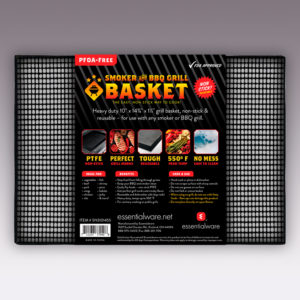 PTFE Non-stick Grill and Smoker Mesh Basket | 10" × 14 3/8" × 1.5" | Wide Weave